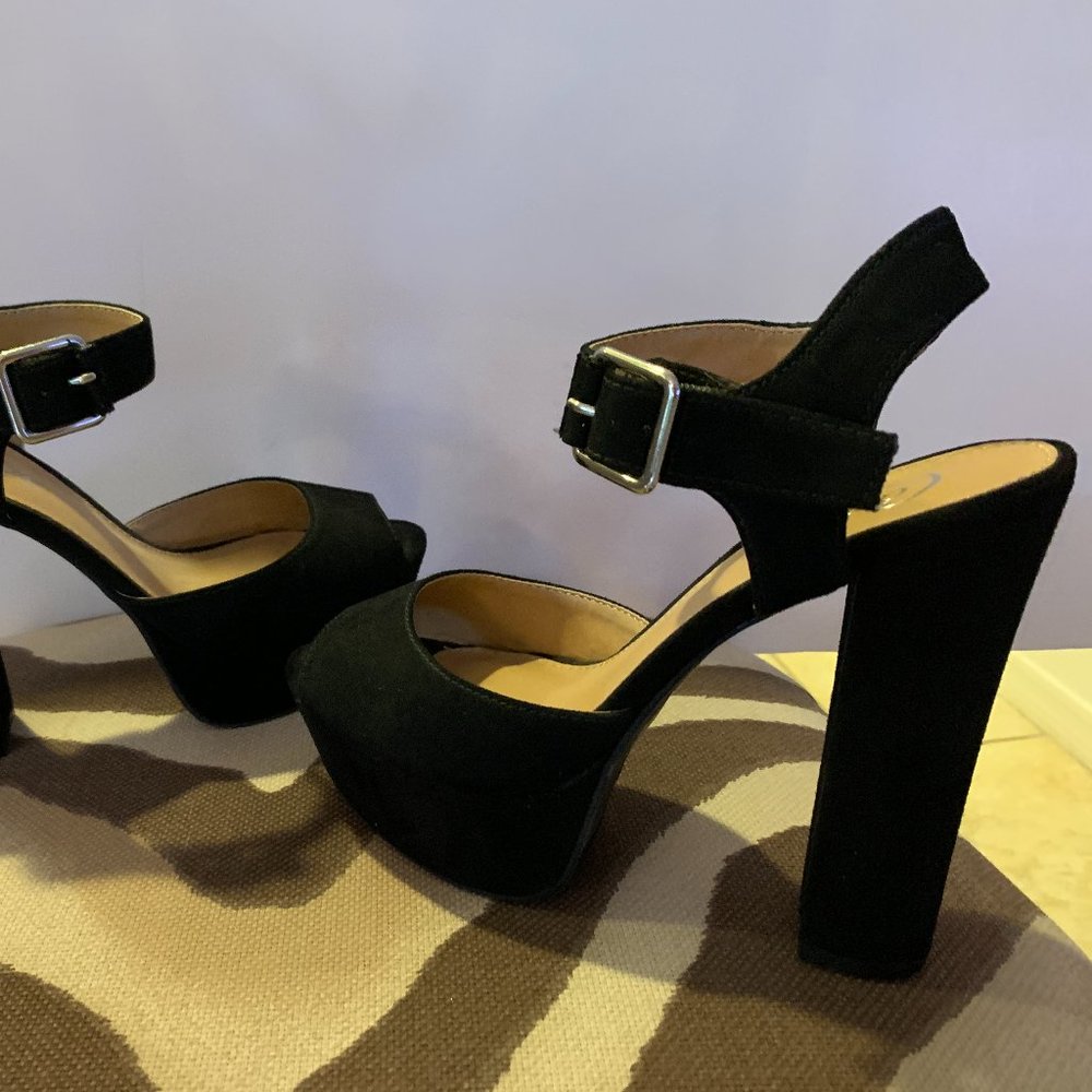 Black Suede Candies Platform Dress Shoes